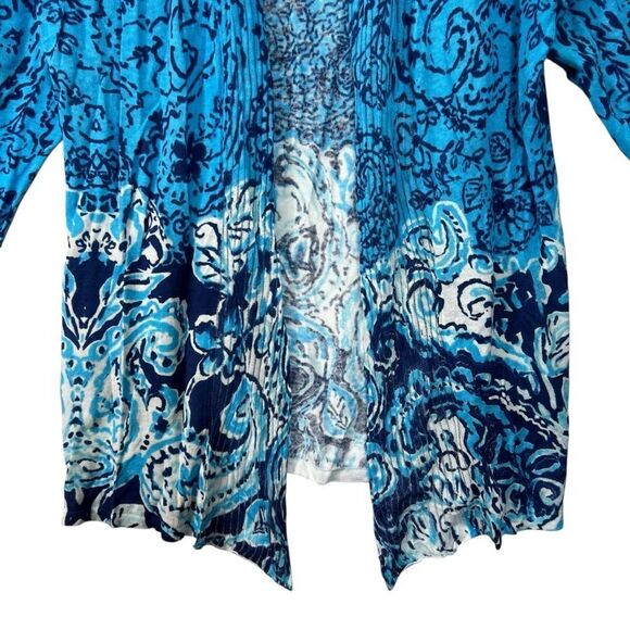 New with tags Chico linen blend cardigan sz 2 M PAISLEY CARDIGAN BLUE 570080788 - Picture 2 of 16